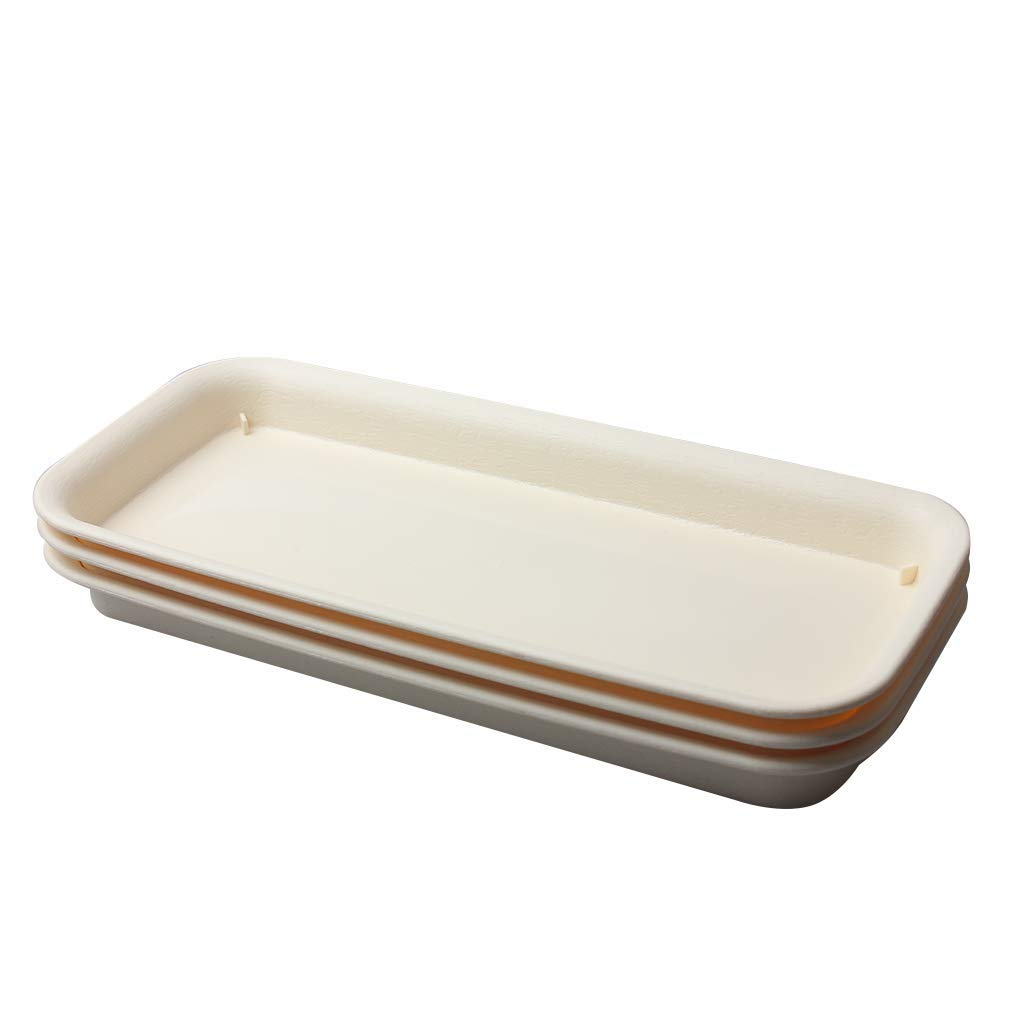 BangQiao 11 Inch Plastic Rectangular Planter Pot Saucer Tray for Indoor and Outdoor Plants,Pack of 3, Beige 